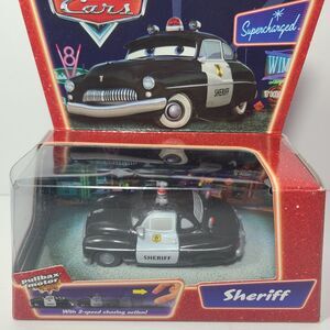 DISNEY PIXAR CARS SUPERCHARGED Sheriff with 2 Speed Chasing Action Pullbax Motor